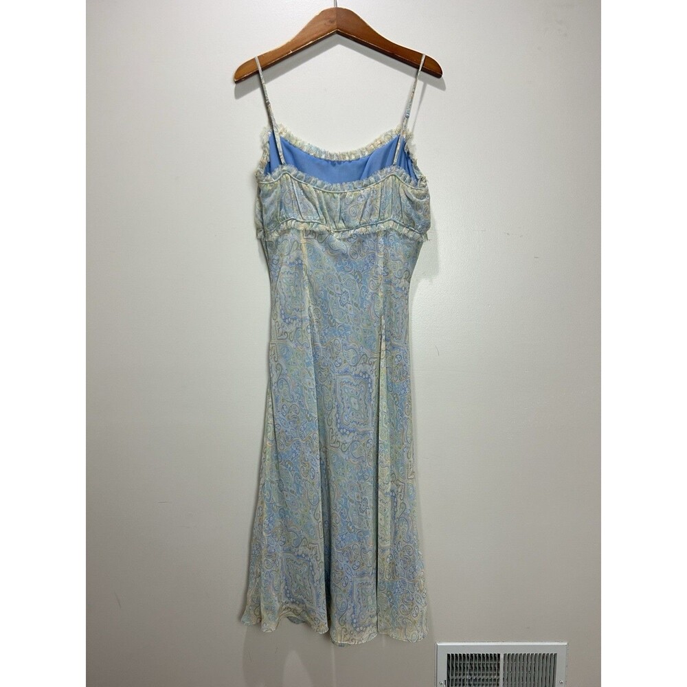 Vintage Express Paisley Milkmaid 100% Silk Dress Size 11/12 Y2K Fairy - Picture 6 of 10